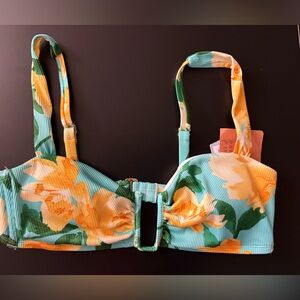 Floral Ribbed Bikini Top